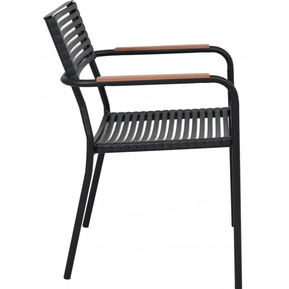 Stapelbar utestol i metall | Svart / Beige | Pino