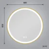 Stilren LED-spegel | 60x60 cm | Guldaluminiumram | Anti-fog & touch-styrning