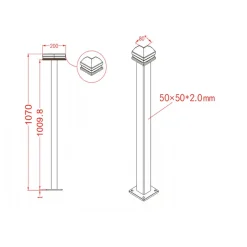 Stolpe 90 grader | 50x50mm | Slät design | Linius