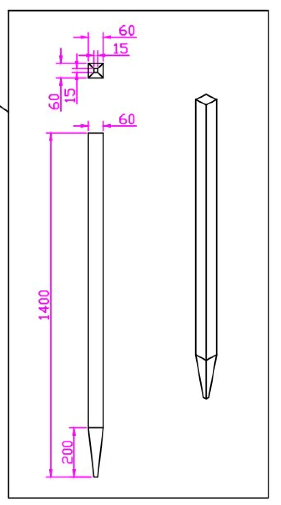 Stolpe till trästaket 200x100cm röd