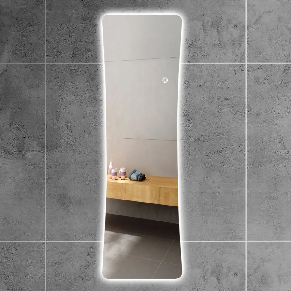 Stor helkroppsspegel 165x45cm | LED-belysning med dimmer