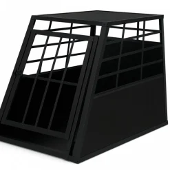 Stor hundbur för bil | Aluminium och MDF | Säker transportbur för hund | 65×91×69 cm