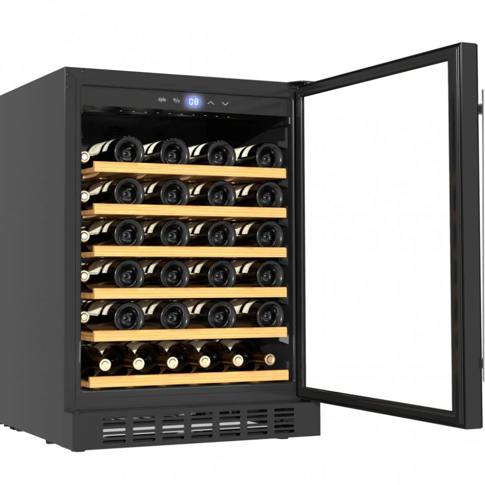 Stor inbyggbar vinkyl 46 flaskor | LED-belysning