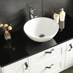 Stor kommod 120cm med tvättställ | Bänkskiva i svart marmor | Alto