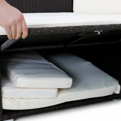 Stor loungegrupp utemöbler | Smart inbyggd förvaring | Konstrotting