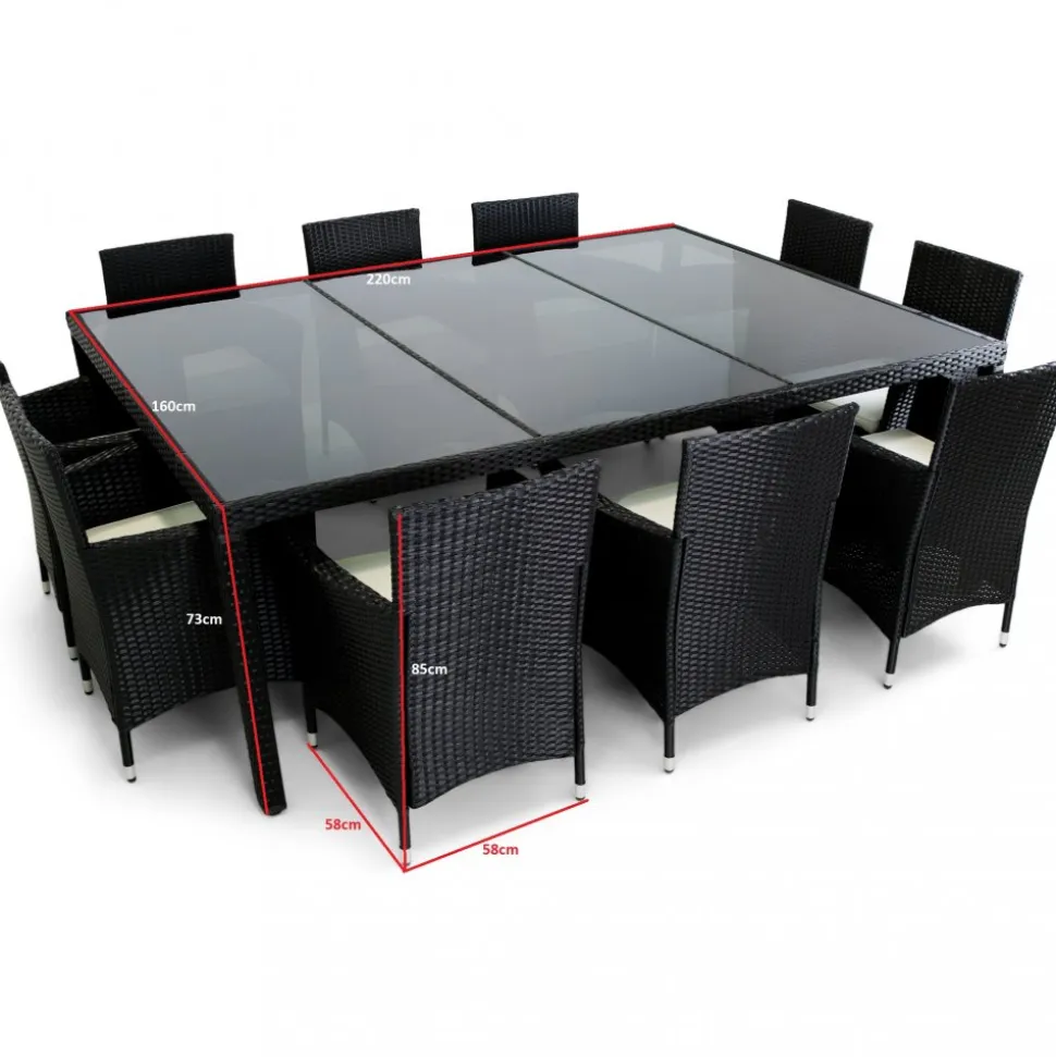 Stor matgrupp utemöbler 220x160cm | 10 stolar | Lyfco Särö