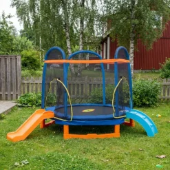 Studsmatta 220 cm  Hexagon, 36 fjädrar, 100 kg maxvikt & PE-säkerhetsnät