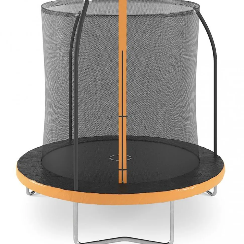 Studsmatta 245cm | Med skyddsnät | Svart/Orange
