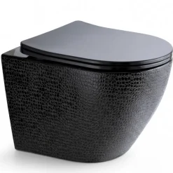 Svart vägghängd toalett med snakeskin-textur  480x360x360 mm
