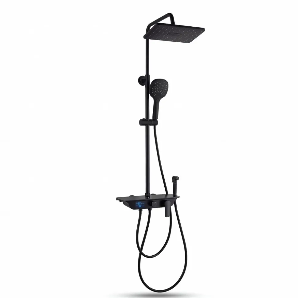Takduschset med LED-display | Svart