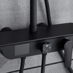 Takduschset med LED-display | Svart