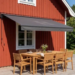 Terrassmarkis halvkassett 4x3 m | Motor & fjärrkontroll | Mörkgrå