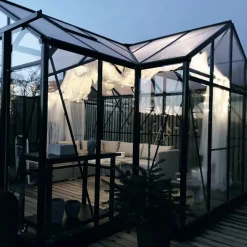 T-format glasväxthus 12,8m² | 4mm säkerhetsglas | 5 års stormgaranti