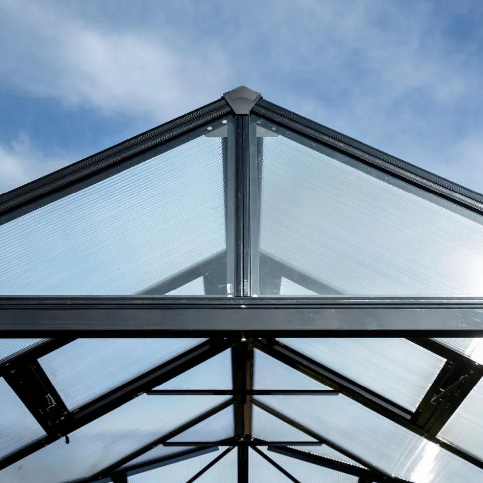 T-format glasväxthus 12,8m² | 4mm säkerhetsglas | 5 års stormgaranti