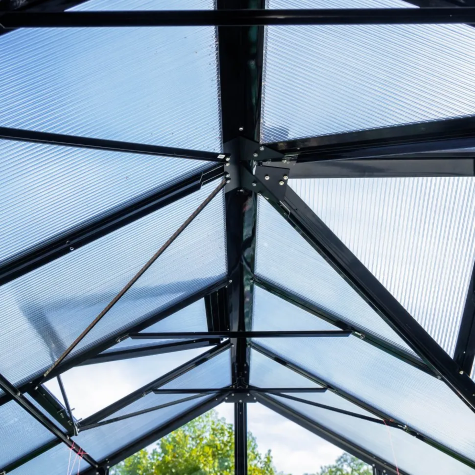 T-format glasväxthus 12,8m² | 4mm säkerhetsglas | 5 års stormgaranti