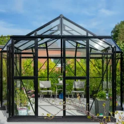T-format glasväxthus 12,8m² | 4mm säkerhetsglas | 5 års stormgaranti