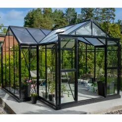 T-format glasväxthus 12,8m² | 4mm säkerhetsglas | 5 års stormgaranti