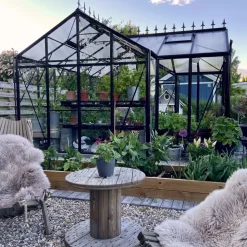 T-format glasväxthus 12,8m² | 4mm säkerhetsglas | 5 års stormgaranti