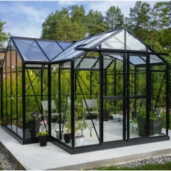 T-format glasväxthus 12,8m² | 4mm säkerhetsglas | 5 års stormgaranti