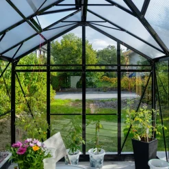 T-format glasväxthus 12,8m² | 4mm säkerhetsglas | 5 års stormgaranti