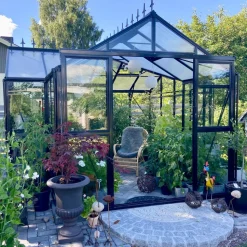 T-format glasväxthus 12,8m² | 4mm säkerhetsglas | 5 års stormgaranti