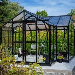 T-format glasväxthus 12,8m² | 4mm säkerhetsglas | 5 års stormgaranti