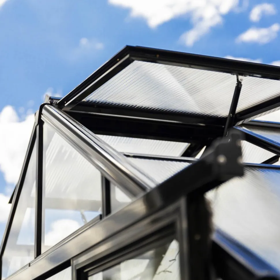 T-format glasväxthus 11,2m² | 4mm säkerhetsglas | 5 års stormgaranti
