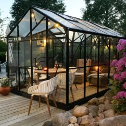 T-format glasväxthus 11,2m² | 4mm säkerhetsglas | 5 års stormgaranti