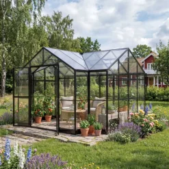 T-format växthus 11,6 m² | 4 mm säkerhetsglas | 5 års ramgaranti