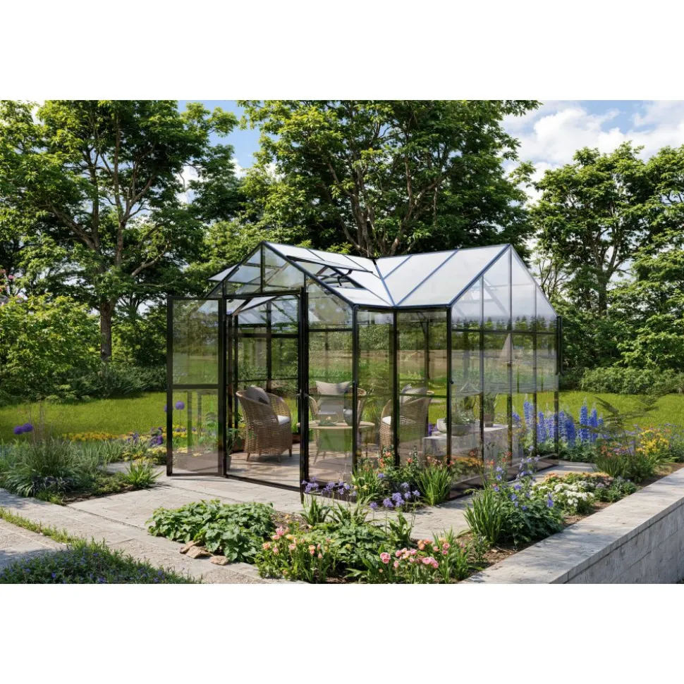 T-format växthus 11,6 m² | 4 mm säkerhetsglas | 5 års ramgaranti