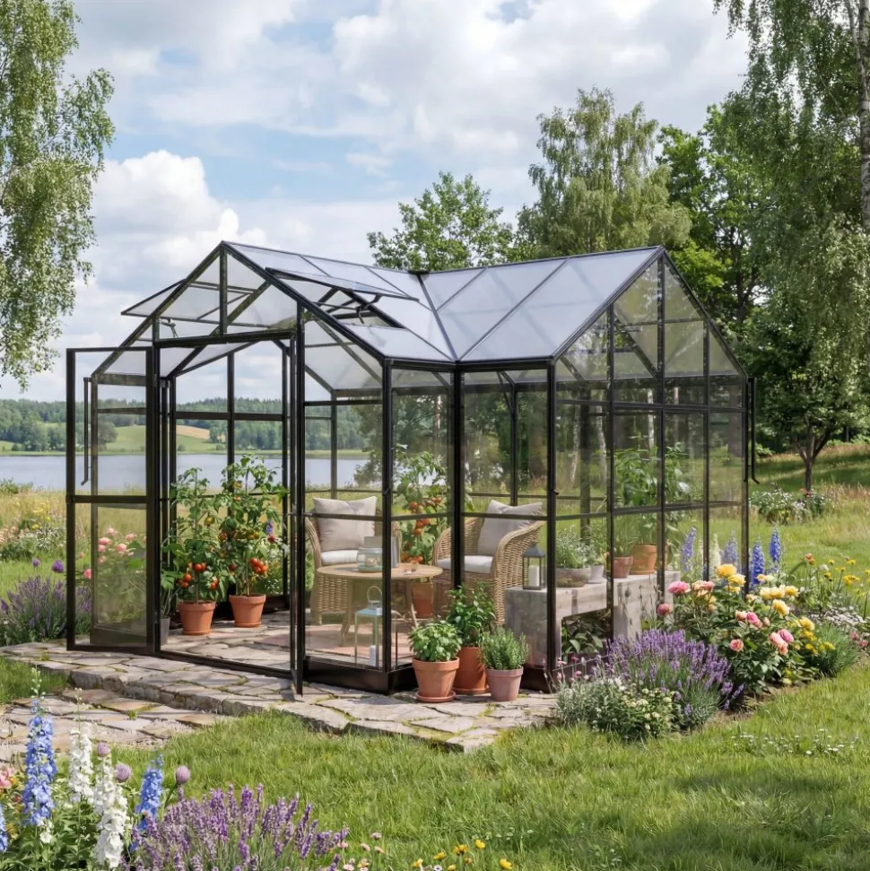 T-format växthus 11,6 m² | 4 mm säkerhetsglas | 5 års ramgaranti