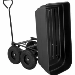 Tippbar trädgårdsvagn 125L | 350kg | Hållbar stålram | Svart