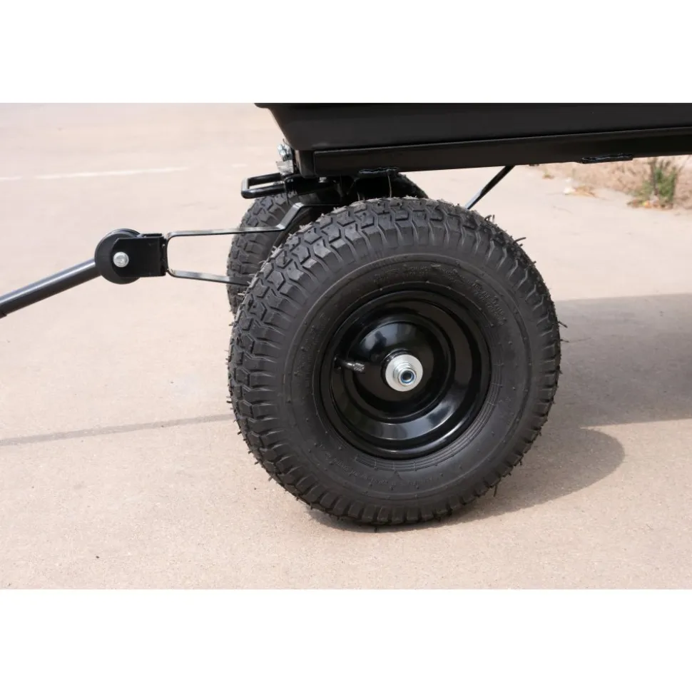 Tippbar trädgårdsvagn 125L | 350kg | Hållbar stålram | Svart