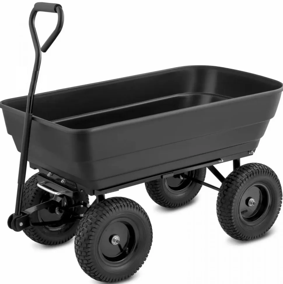 Tippbar trädgårdsvagn 125L | 350kg | Hållbar stålram | Svart