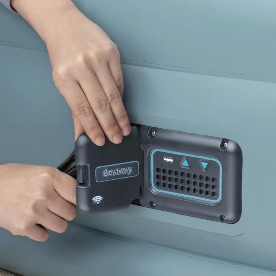 Tjock uppblåsbar dubbelsäng med APP-styrning - Bestway Tritech Queen Airbed