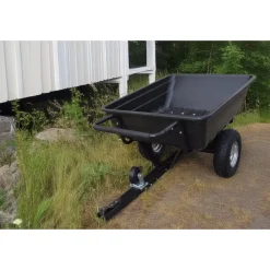 Transportvagn med tippfunktion | 300KG Lastkapacitet & terränghjul | Skjut & dragbar | Svart