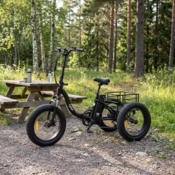 Trehjulig elcykel | Fatbike-däck | 6 växlar Shimano | 250W 13Ah | Svart