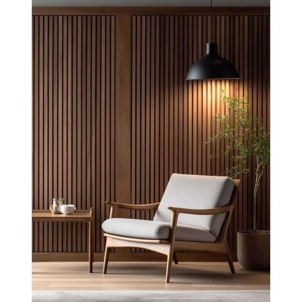 Trälamell akustikpaneler | 2400x600x21mm | Valnöt