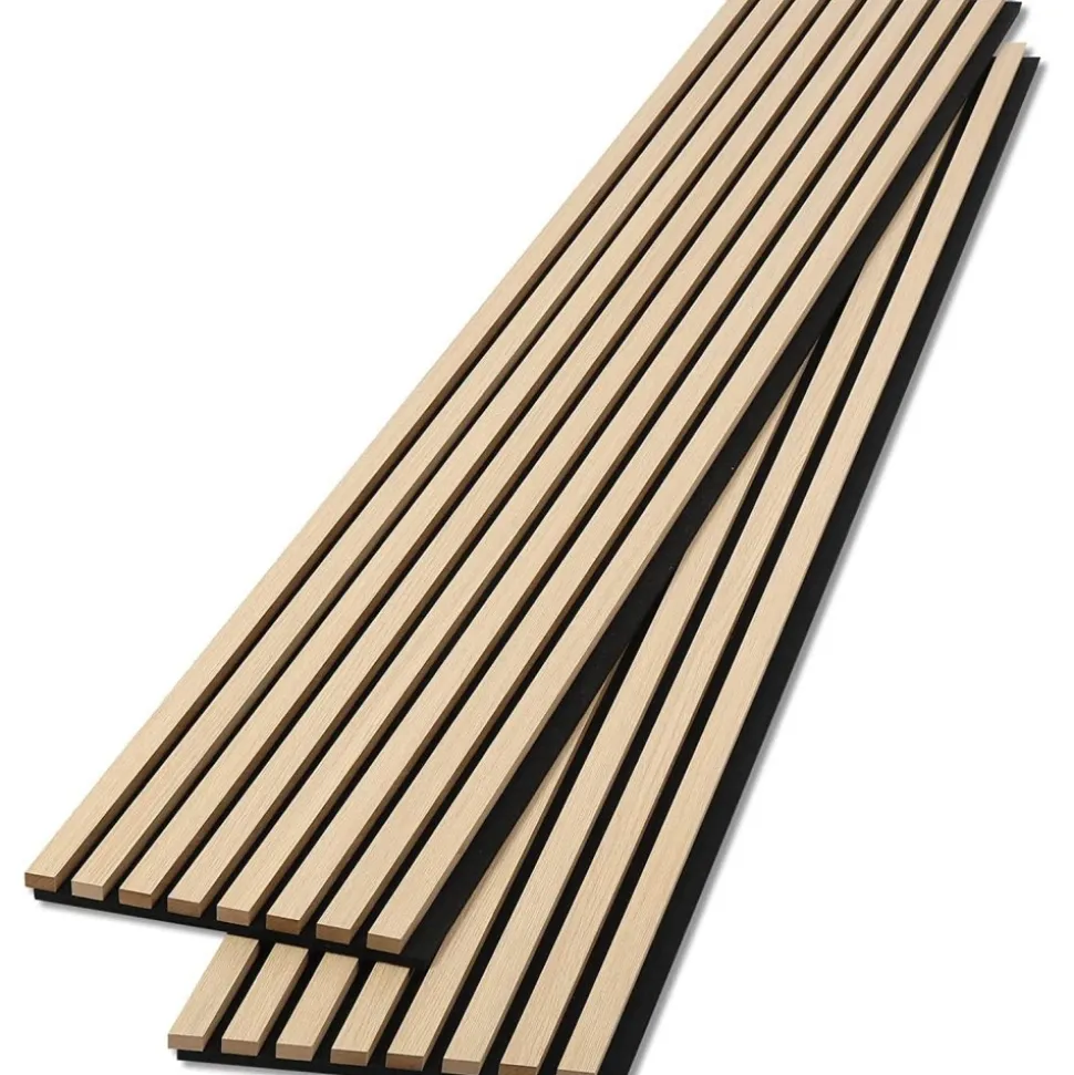 Trälamell akustikpaneler | 2400x600x21mm | Vit ek