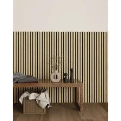 Trälamell akustikpanel i vit ek | 120×60×1,8 cm | 2-pack | 1,44 m²
