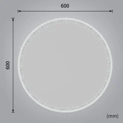 Tunnel-spegel 60 cm | Silver aluminiumram | LED-belysning med dimmer