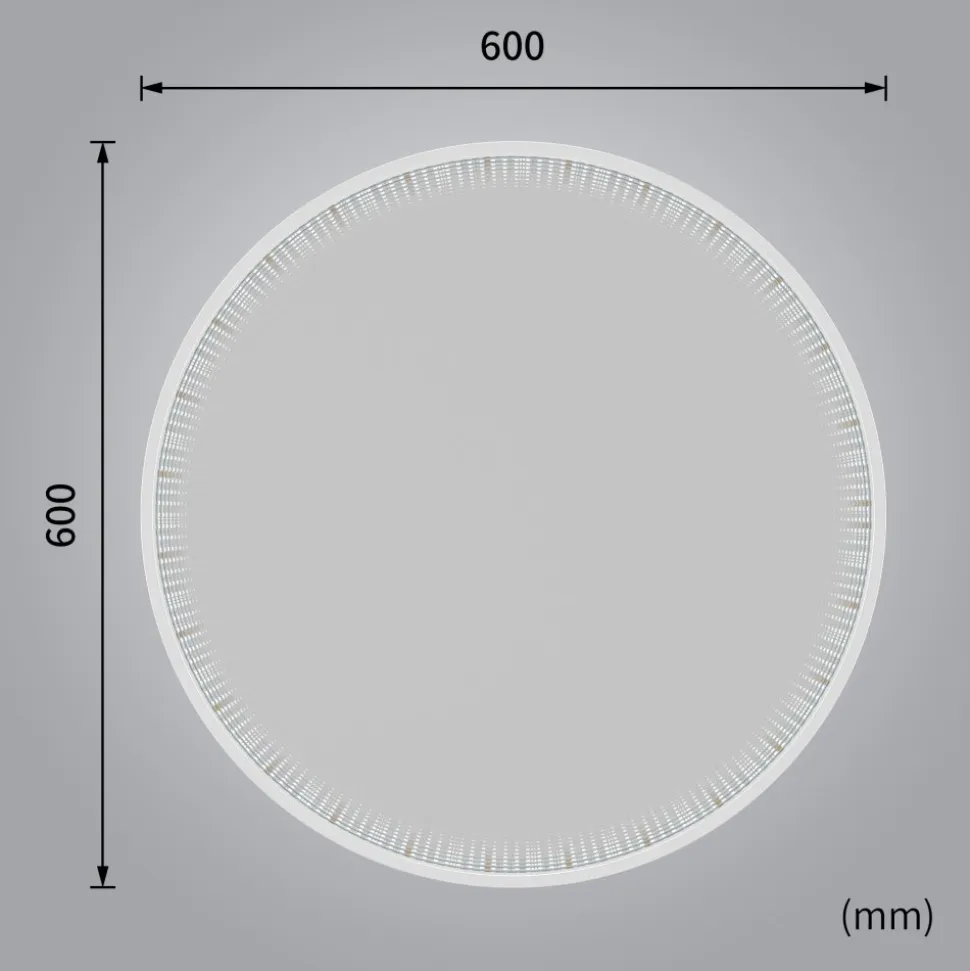Tunnel-spegel 60 cm | Silver aluminiumram | LED-belysning med dimmer