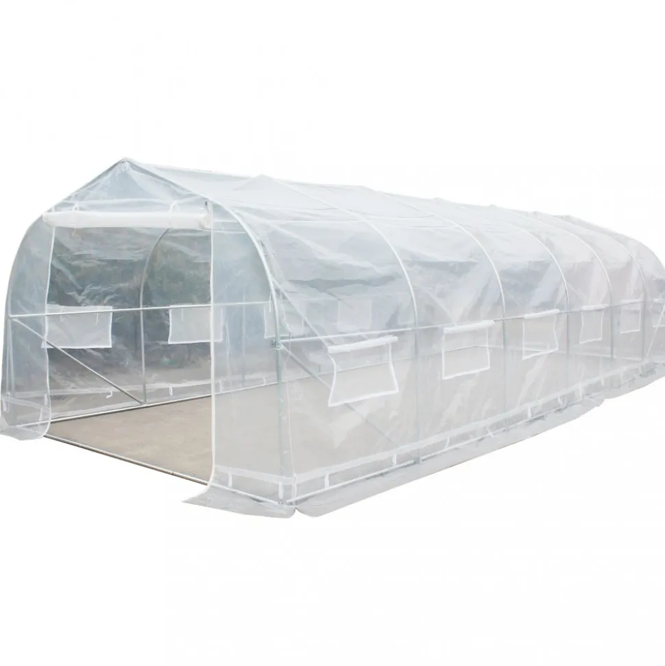 Tunnelväxthus 24m² | Stålram med transparent PE-plastöverdrag