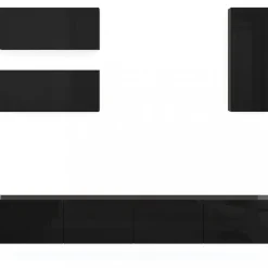 Tv-bänk inkl. hyllor 41x240 cm | Vägghängd | Badachro - Svart