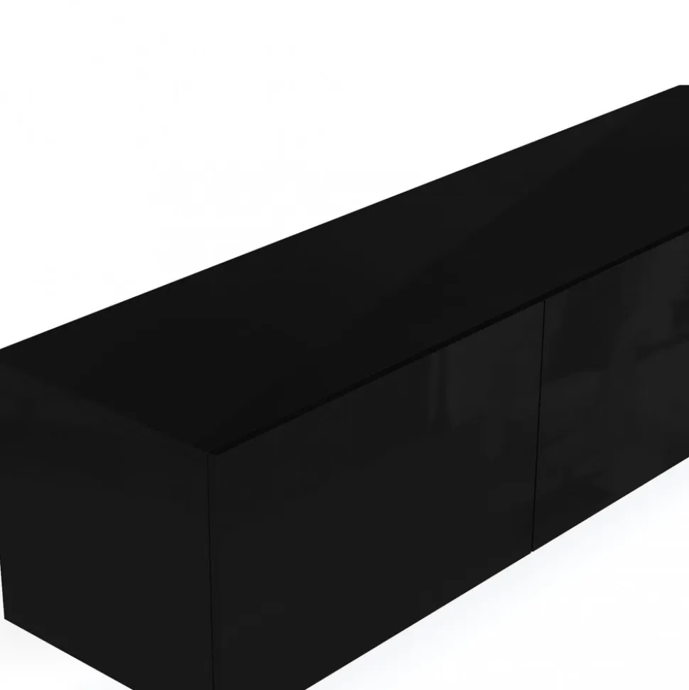 Tv-bänk inkl. hyllor 41x240 cm | Vägghängd | Badachro - Svart