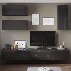 Tv-bänk | Set | 41x240 cm | Badachro - Grå