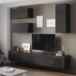 Tv-bänk | Set | 41x240 cm | Badachro - Grå