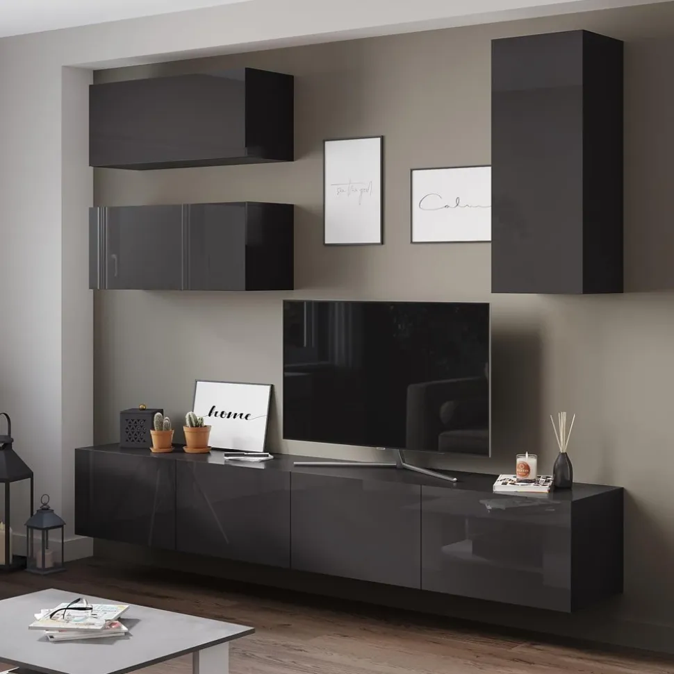 Tv-bänk | Set | 41x240 cm | Badachro - Grå