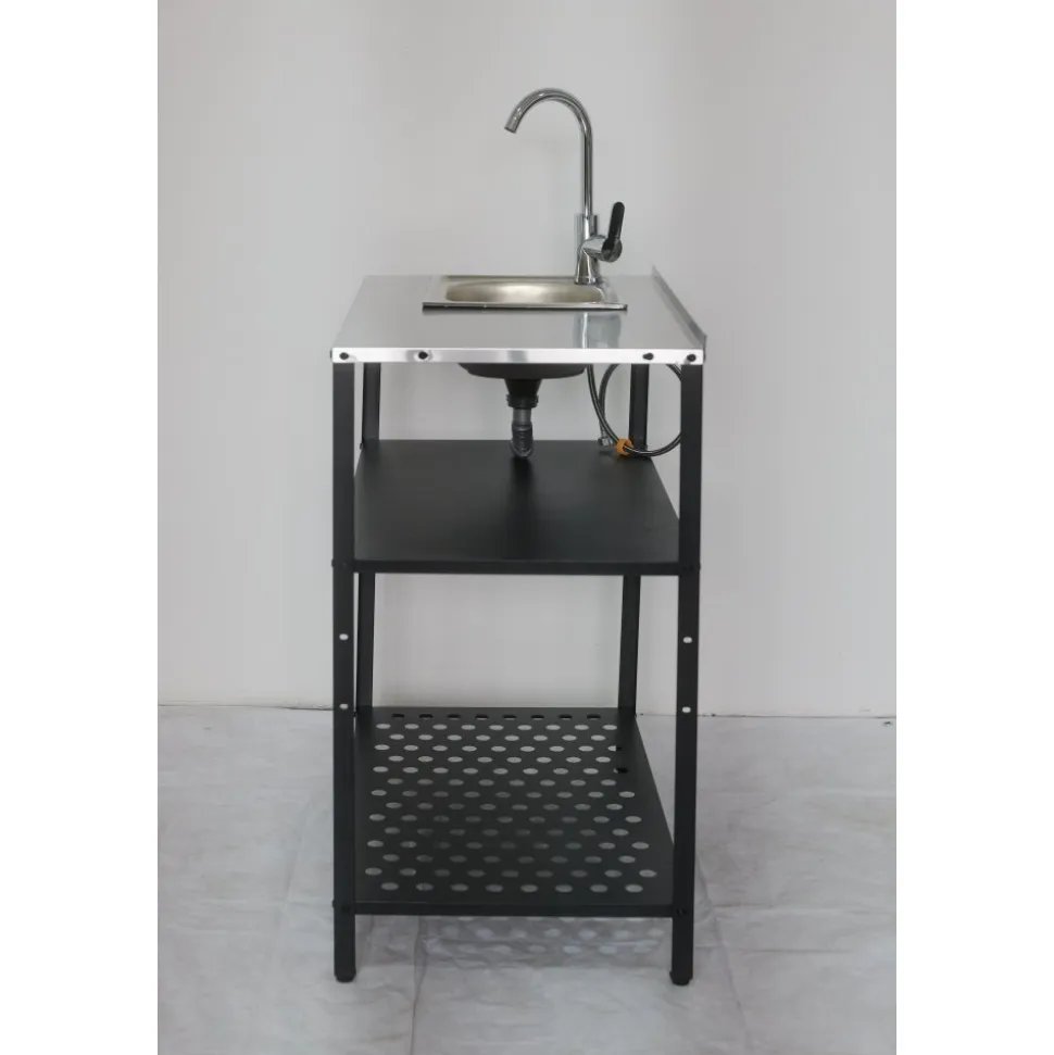 Tvättställ i galvaniserat stål med handfat & kran | Utomhus | 80×50×90 cm
