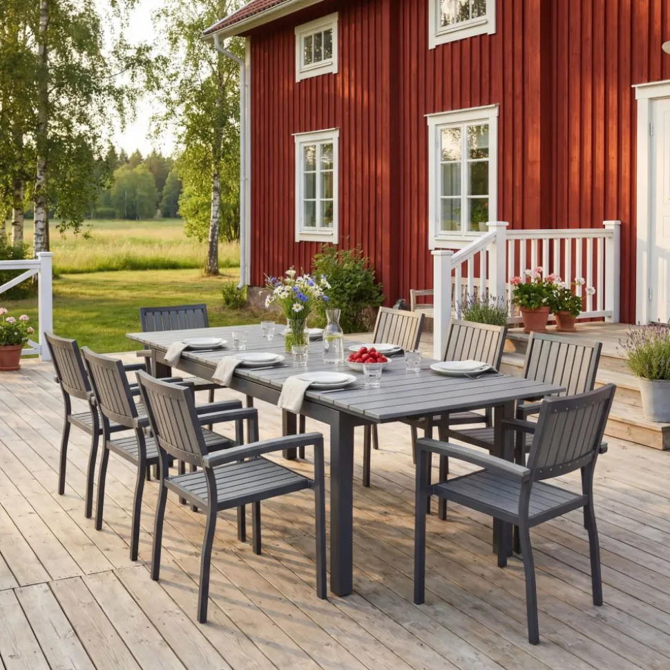 Underhållsfria utemöbler 180-240 cm | 8 stolar | Lyfco Waxholm